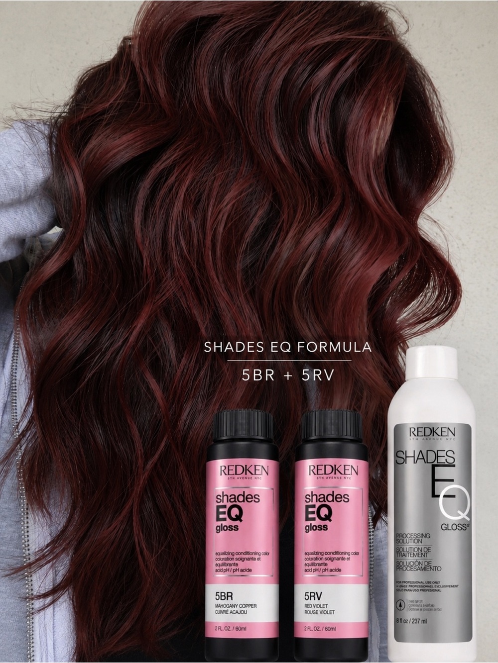 Redken Shades EQ Coca Cola red gloss 5BR + 5RV + 8 oz Processing Solution